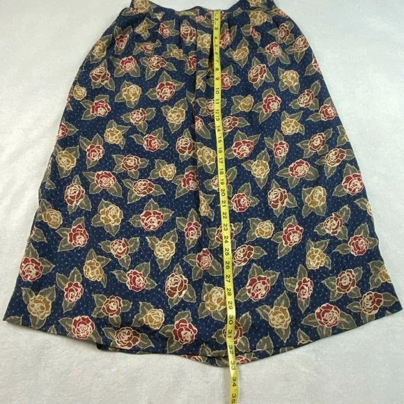 VTG 90's Pendleton Country Sophisticates Floral Satin Midi Skirt Cottagecore M/L - Picture 8 of 10
